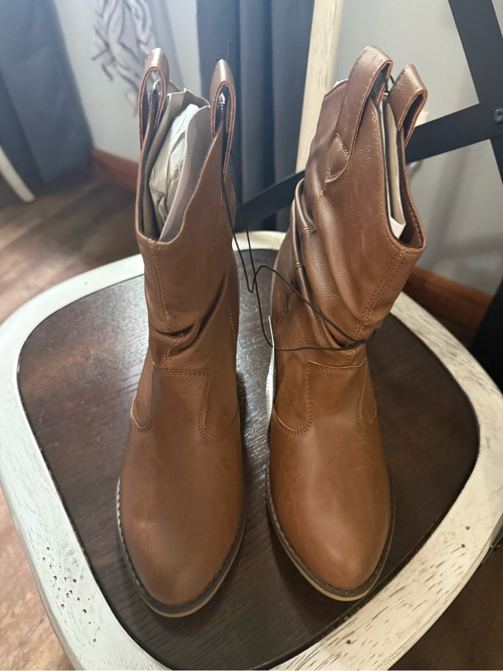 Charles Albert Cognac Brown Western Ankle Boots